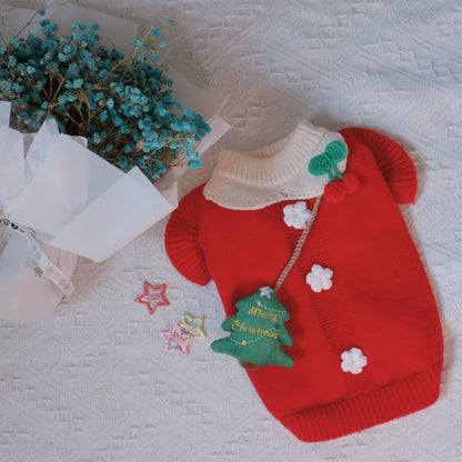Pet Christmas Sweater Princess Skirt