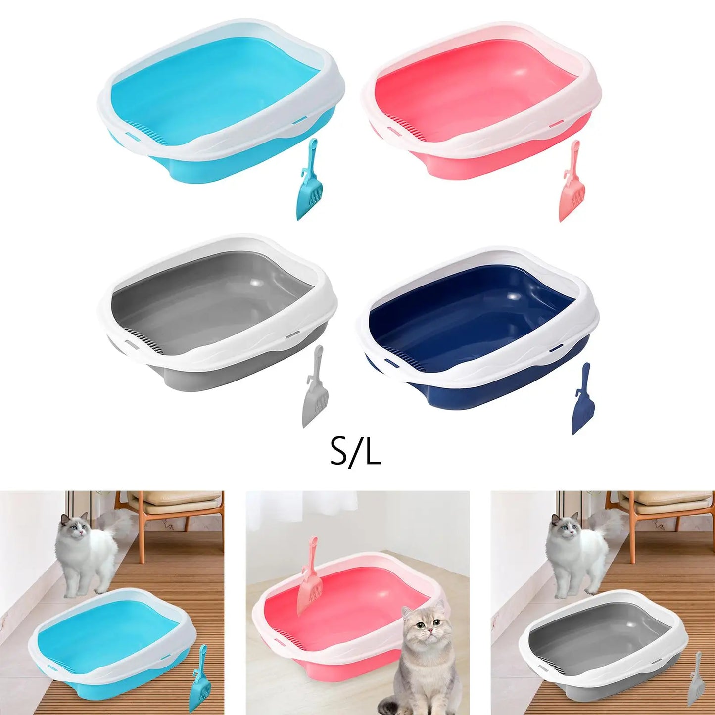 Cat Litter Box with High Sides - Semi Closed
