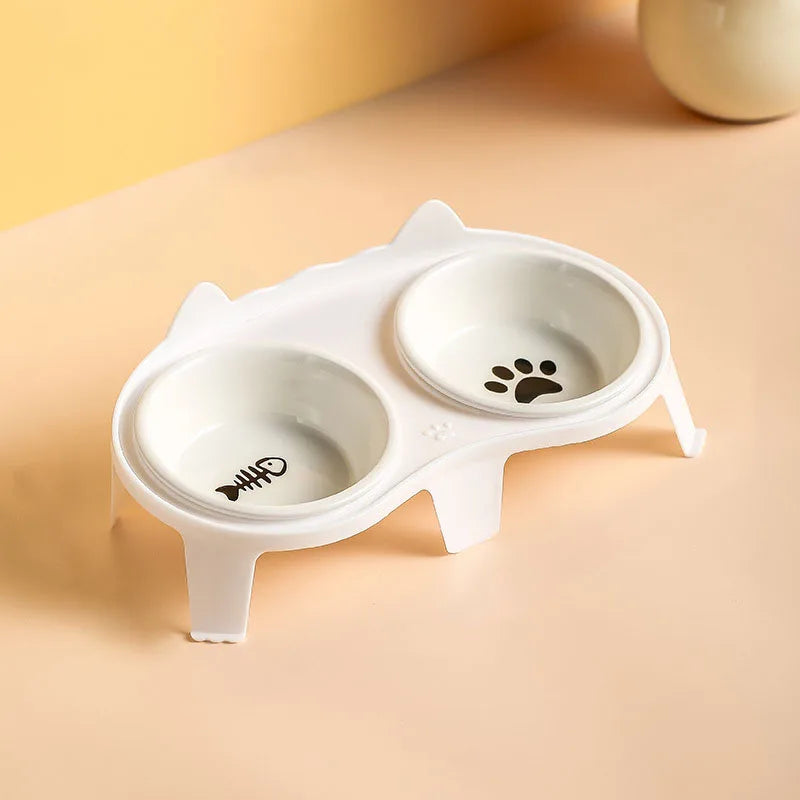 Double Cat Bowl with Stand