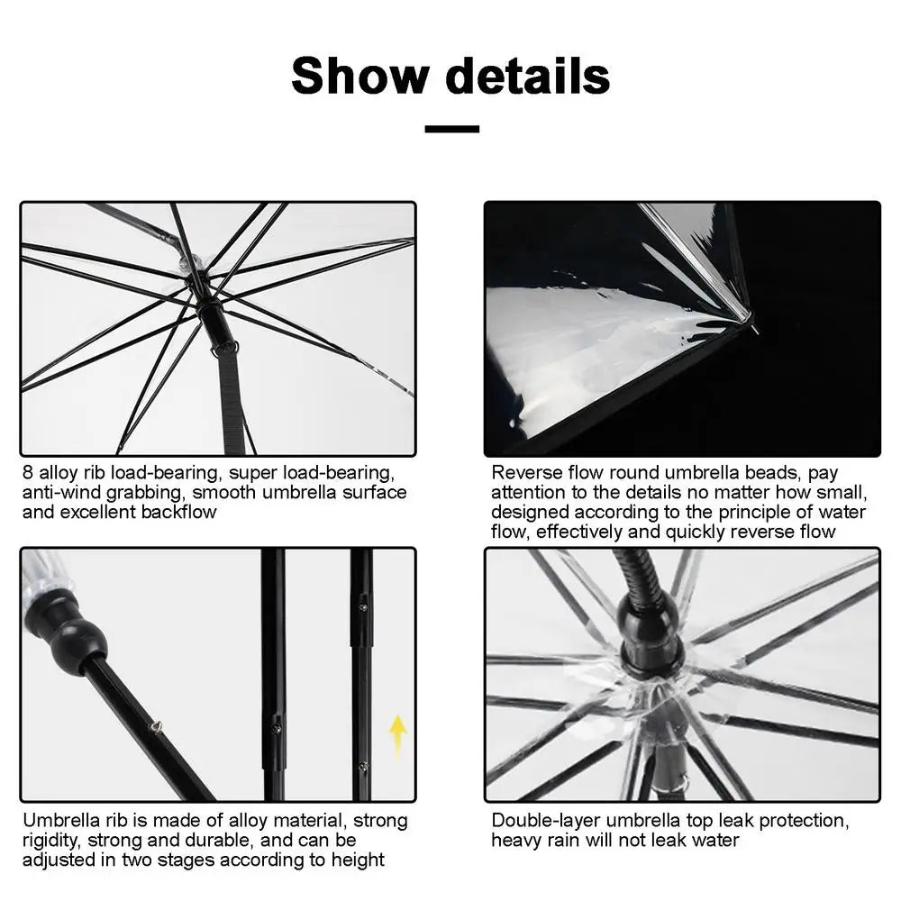 Dog Umbrella With Leash Transparent Umbrella Adjustable Angl