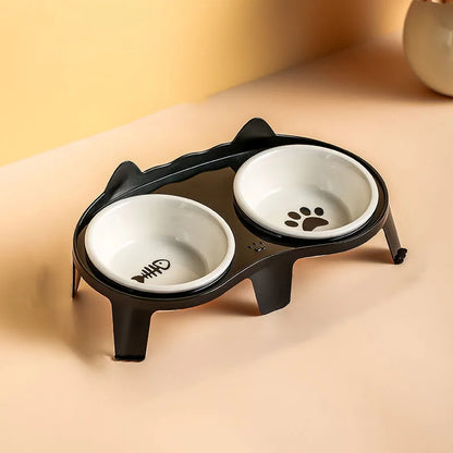 Double Cat Bowl with Stand