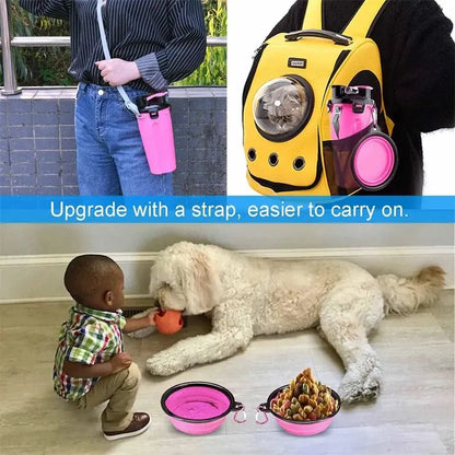 Portable 2 in 1 Pet Water Bottle with Folding Bowl