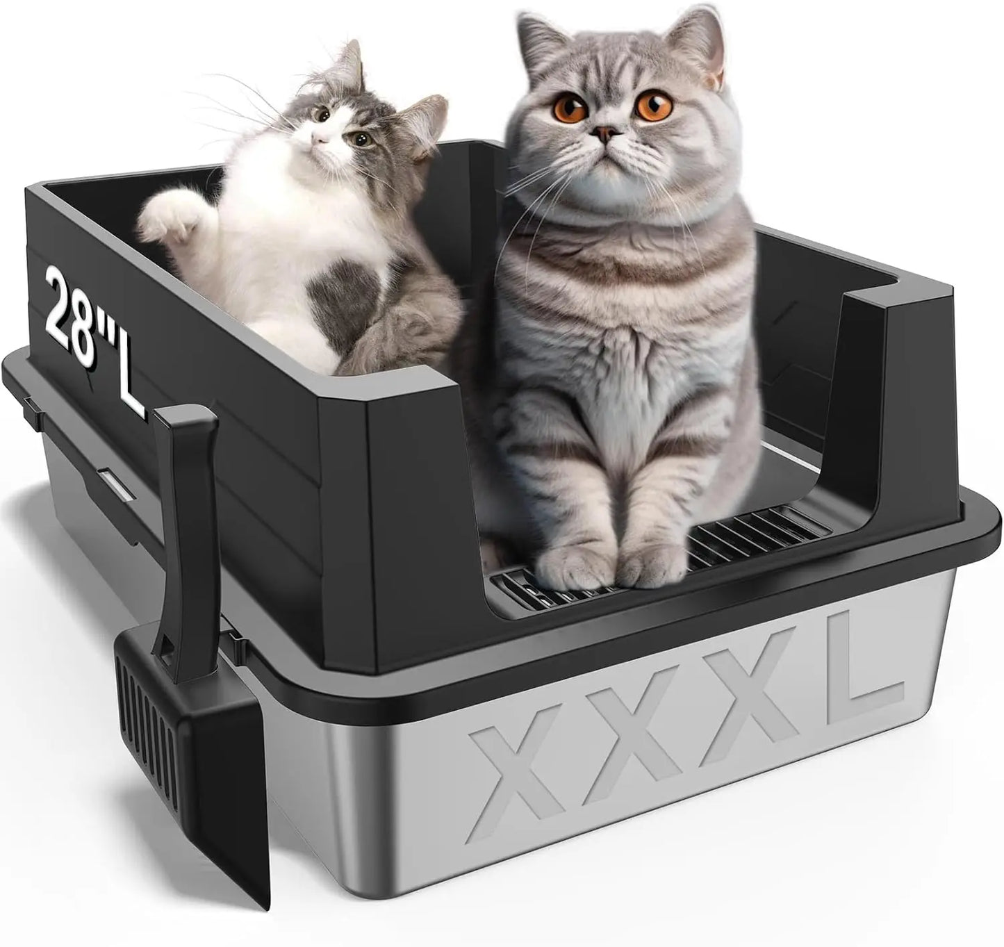 XXXL Stainless Steel Litter Box - Extra Large 28" L x 20" W