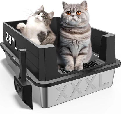 XXXL Stainless Steel Litter Box - Extra Large 28" L x 20" W