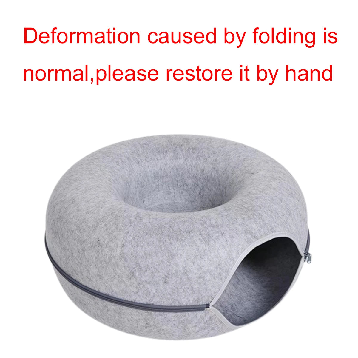 Felt Donut Bed for Cats with Tunnel to hide