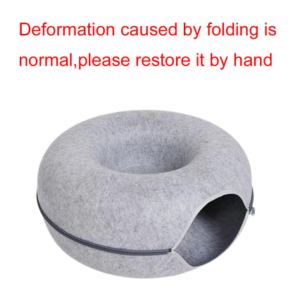 Felt Donut Bed for Cats with Tunnel to hide