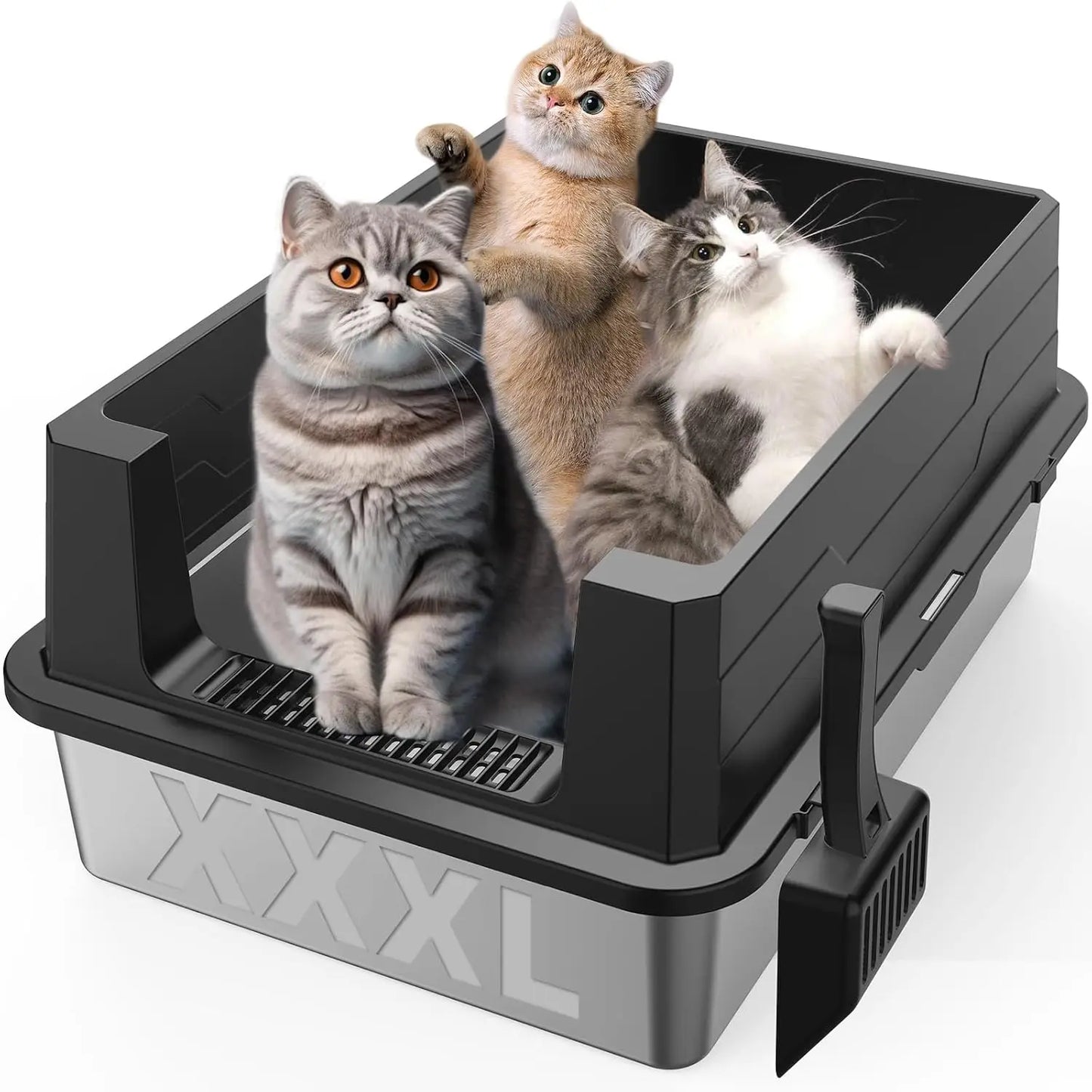 XXXL Stainless Steel Litter Box - Extra Large 28" L x 20" W