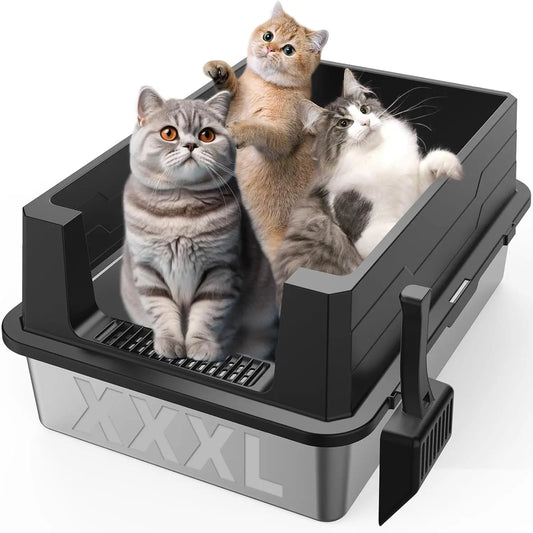 XXXL Stainless Steel Litter Box - Extra Large 28" L x 20" W