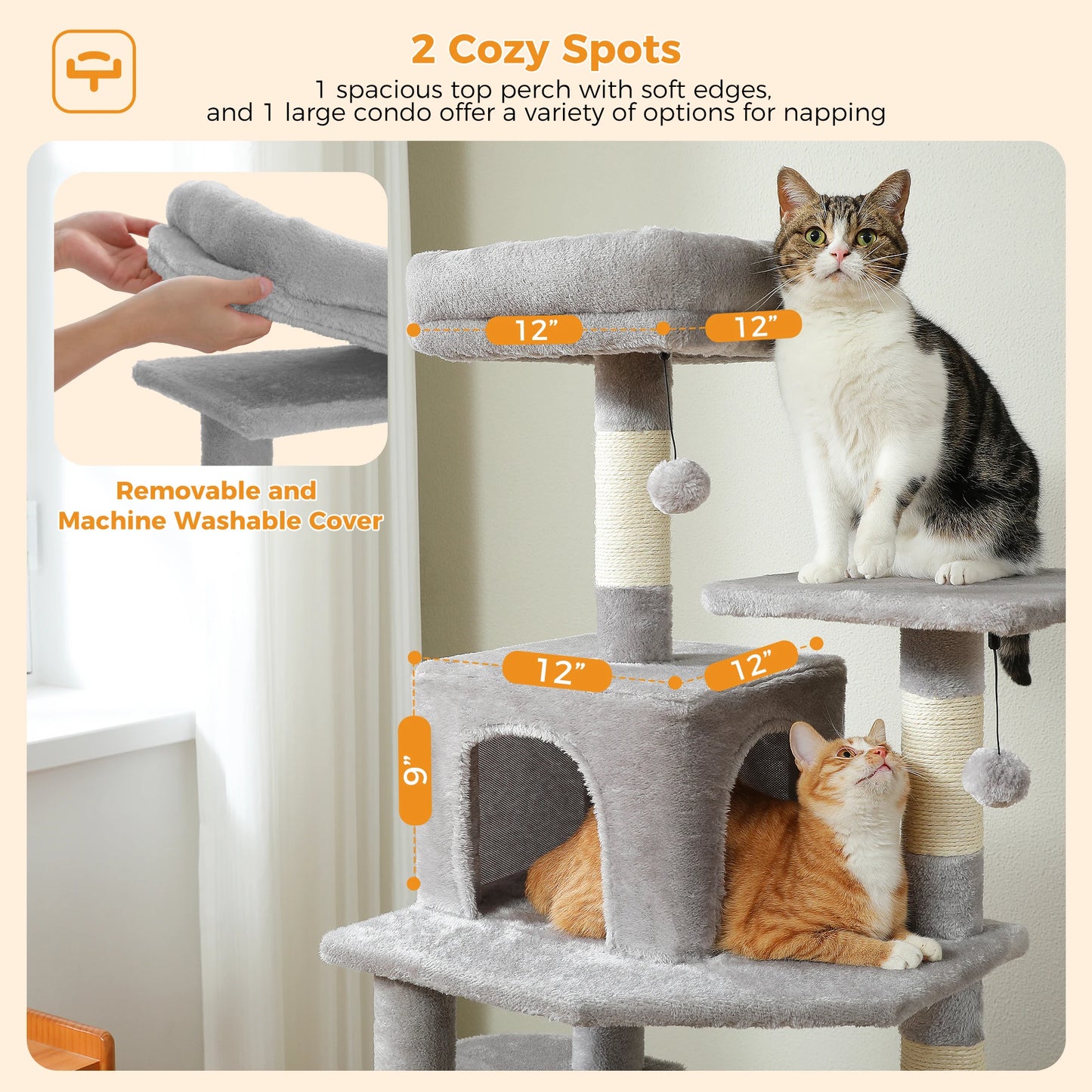 Large Cat Tree with Sisal-Covered Scratching Posts