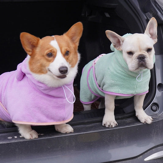 Cute Dog Bathrobe Pet Drying Coat Clothes Microfiber Absorbe