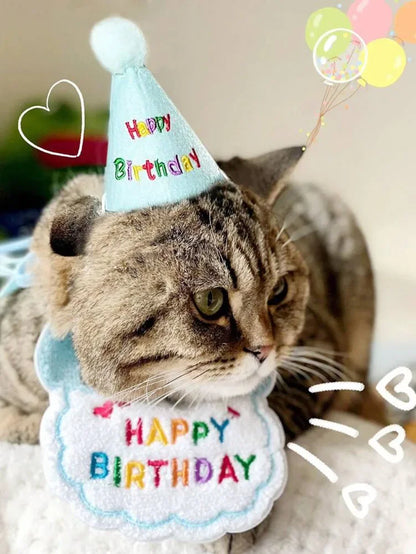 Cat Dog Birthday Bib And