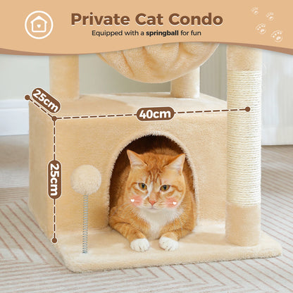 Cat Tree with Large Cat Condo, Scratching Post, Deep Hammock, and Cozy Top Perch
