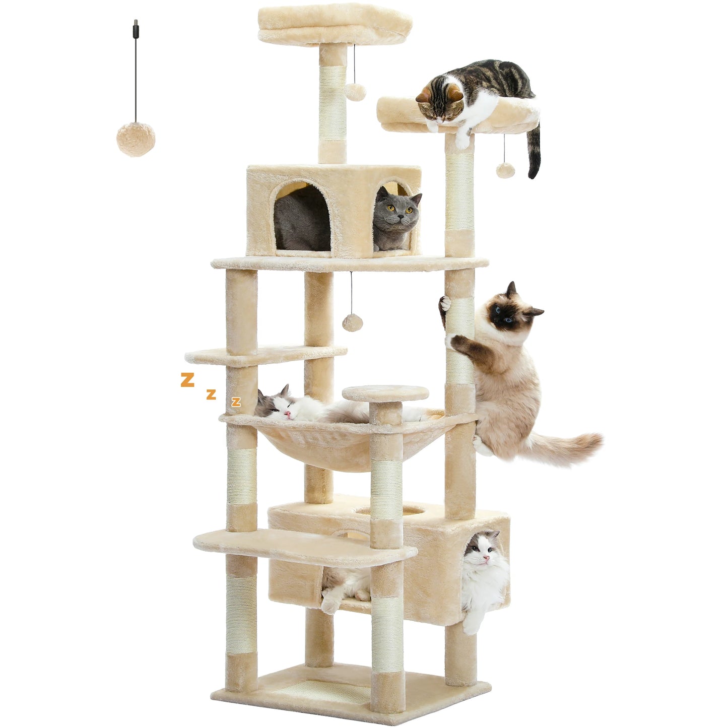 Large Cat Tree with Sisal-Covered Scratching Posts