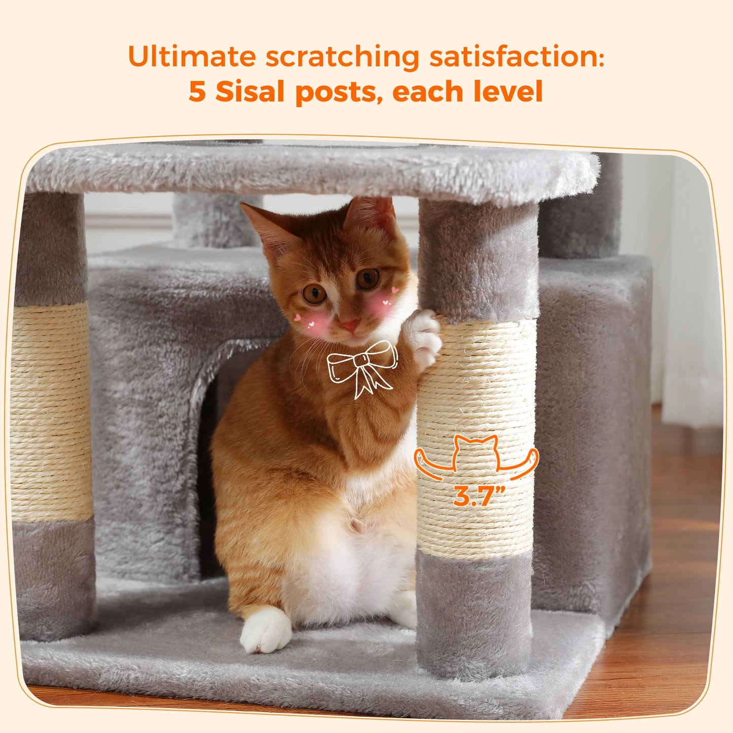 Large Cat Tree with Sisal-Covered Scratching Posts