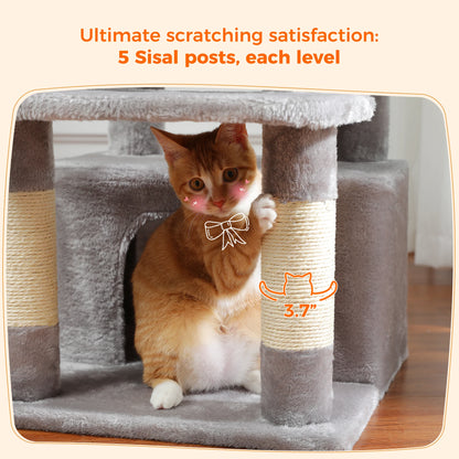 Large Cat Tree with Sisal-Covered Scratching Posts