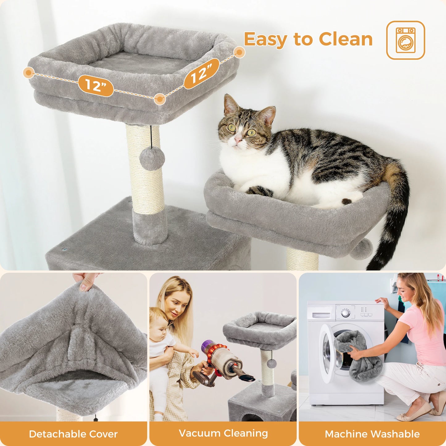 Large Cat Tree with Sisal-Covered Scratching Posts