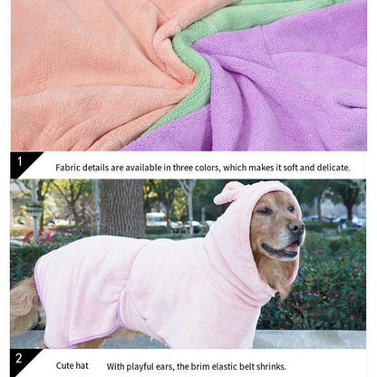 Cute Dog Bathrobe Pet Drying Coat Clothes Microfiber Absorbe