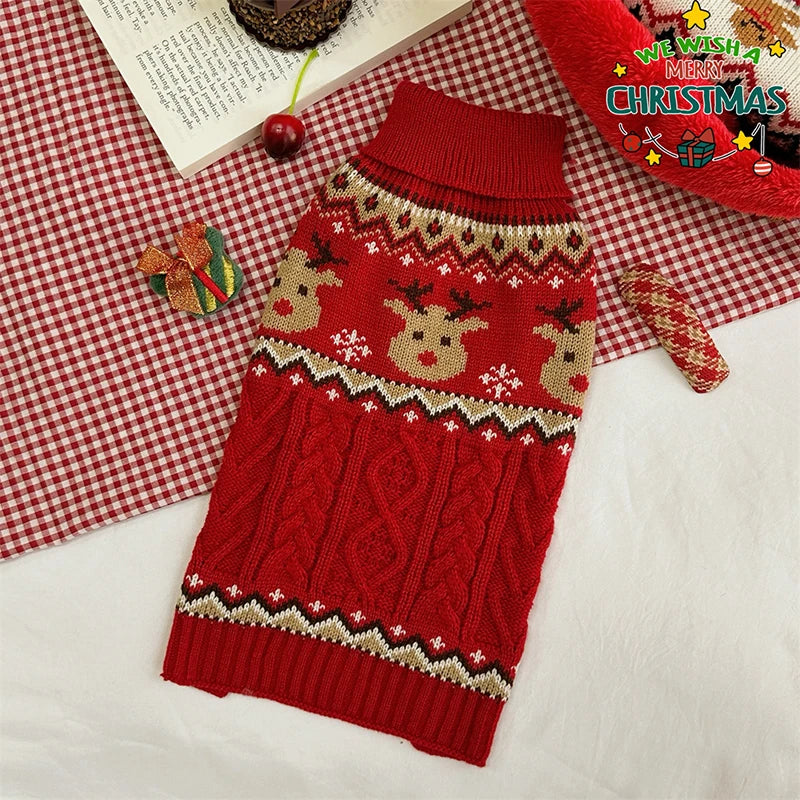 Dog Winter Clothes Pet Christmas Red Sweaters Sleeveless Gin