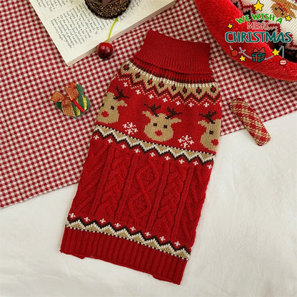 Dog Winter Clothes Pet Christmas Red Sweaters Sleeveless Gin