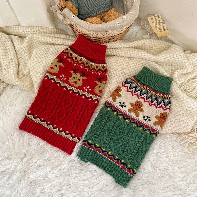 Dog Winter Clothes Pet Christmas Red Sweaters Sleeveless Gin