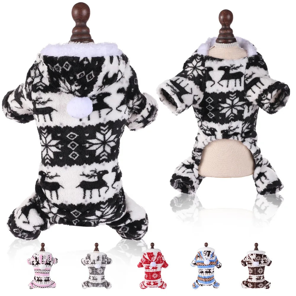 Dog Christmas Jumpsuits Winter Soft