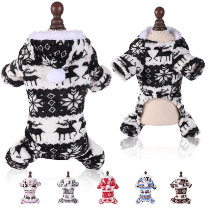 Dog Christmas Jumpsuits Winter Soft