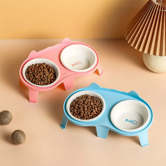 Double Cat Bowl with Stand