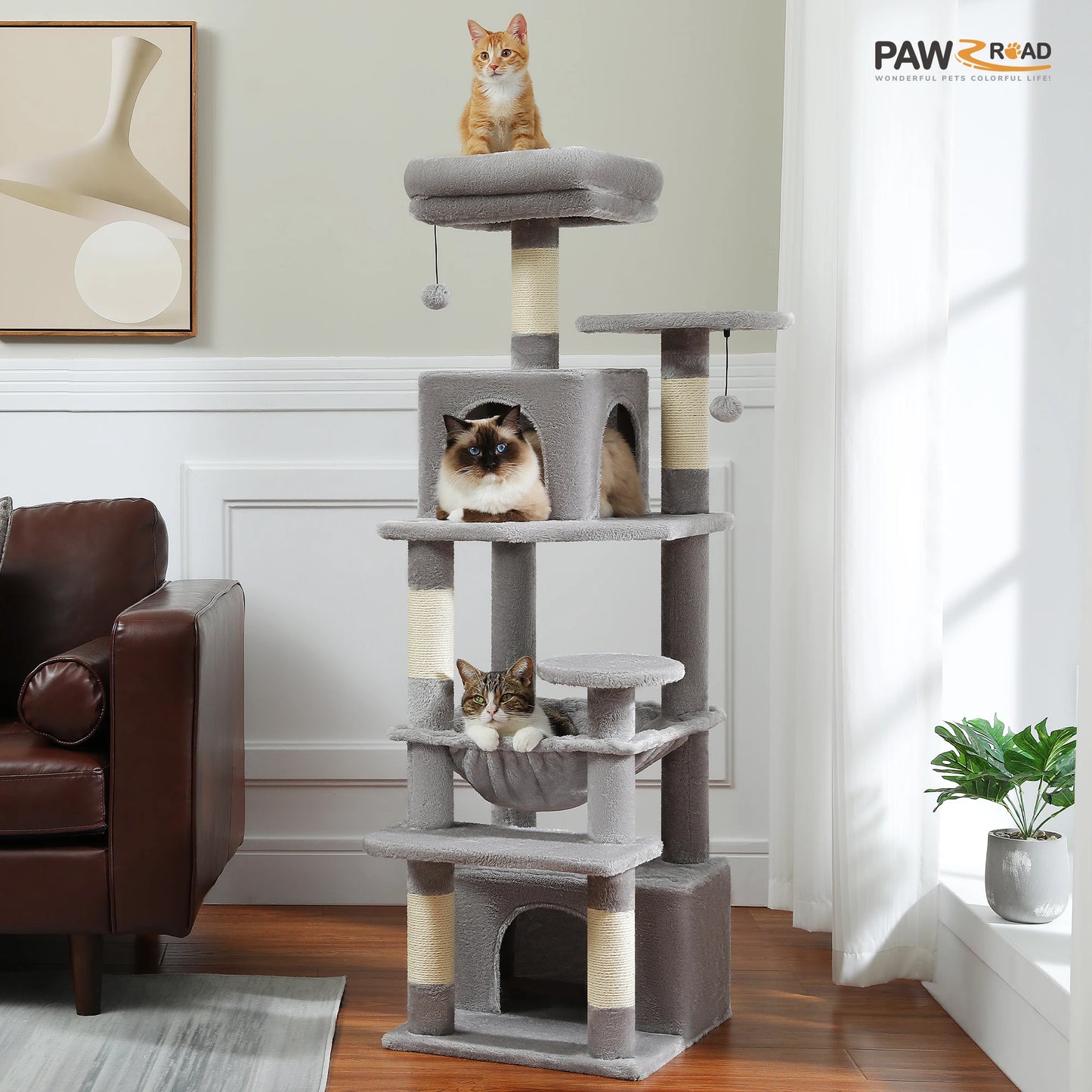 Large Cat Tree with Sisal-Covered Scratching Posts