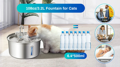 Stainless Cat Fountain—Quiet Flow, Easy Clean