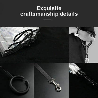 Dog Umbrella With Leash Transparent Umbrella Adjustable Angl