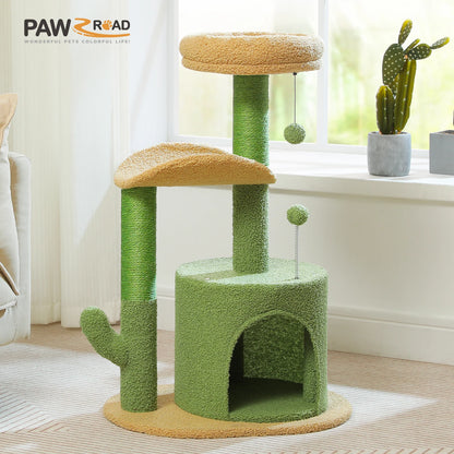 Flower Cat Tree for with Scratching Post, Soft Condo, Plush Perches, and Fluffy Balls