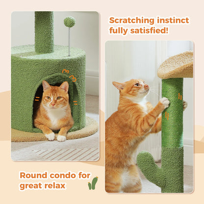Flower Cat Tree for with Scratching Post, Soft Condo, Plush Perches, and Fluffy Balls