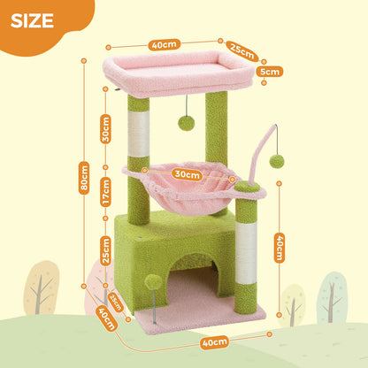 Cactus Cat Tree with Large Condo, Scratching Post, Deep Hammock, and Cozy Top Perch
