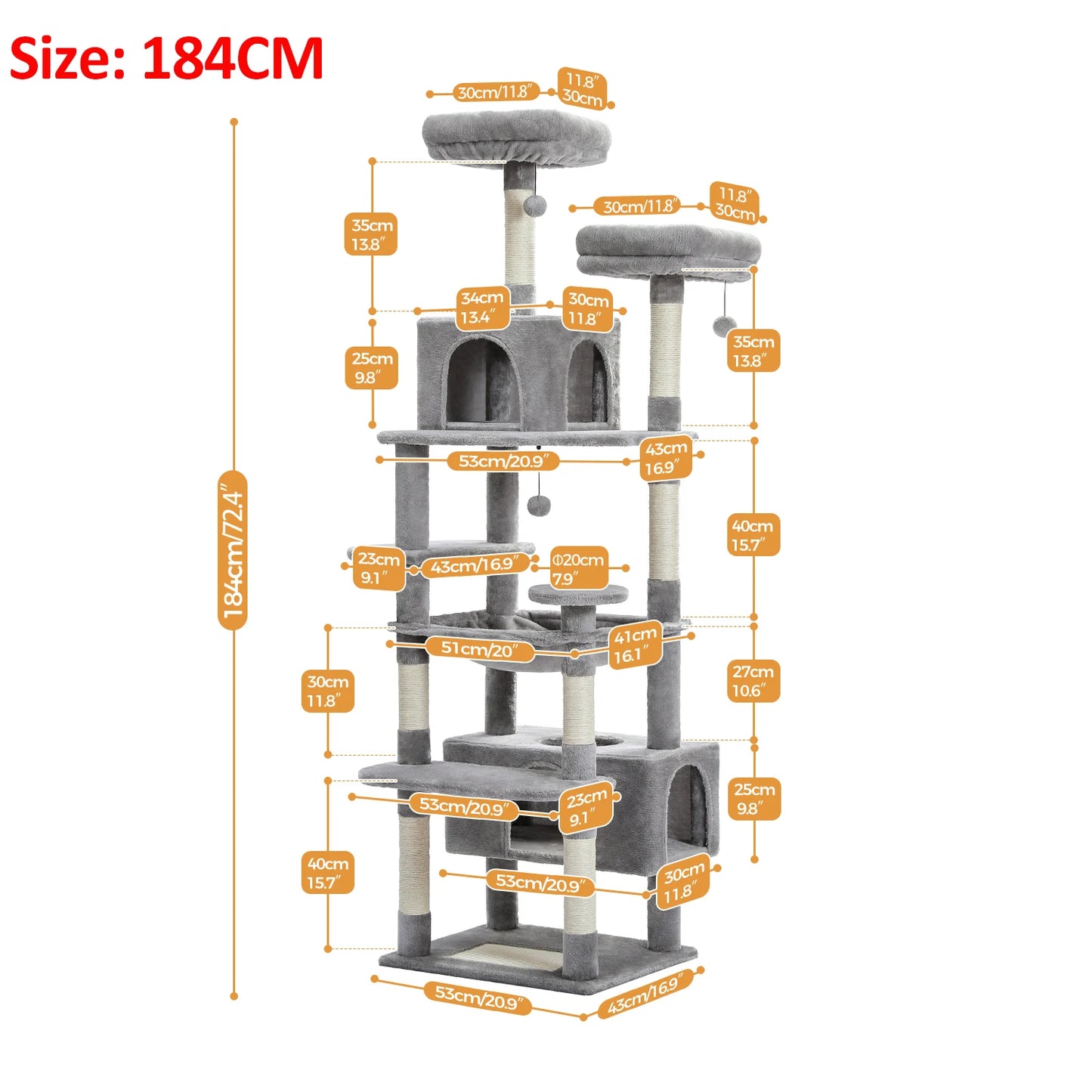 Large Cat Tree with Sisal-Covered Scratching Posts