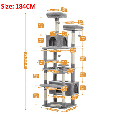 Large Cat Tree with Sisal-Covered Scratching Posts