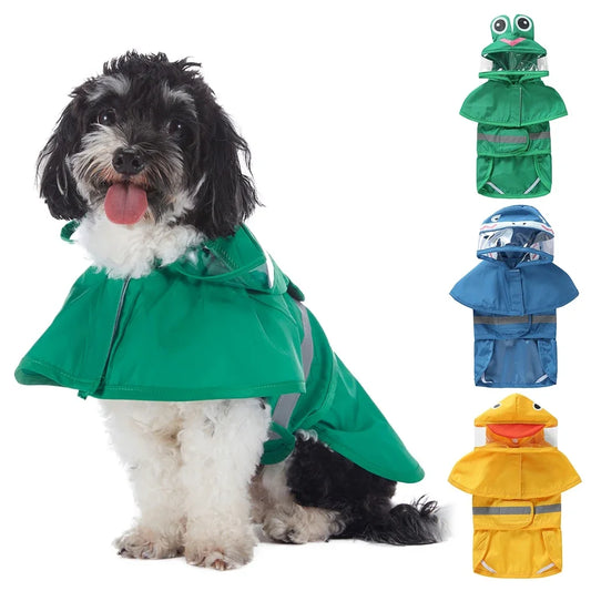Pet Raincoat Cartoon Pattern Reflective