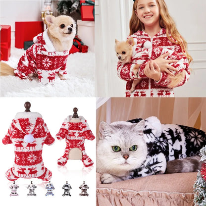 Dog Christmas Jumpsuits Winter Soft
