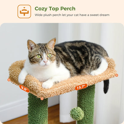 Cactus Cat Tree with Large Condo, Scratching Post, Deep Hammock, and Cozy Top Perch
