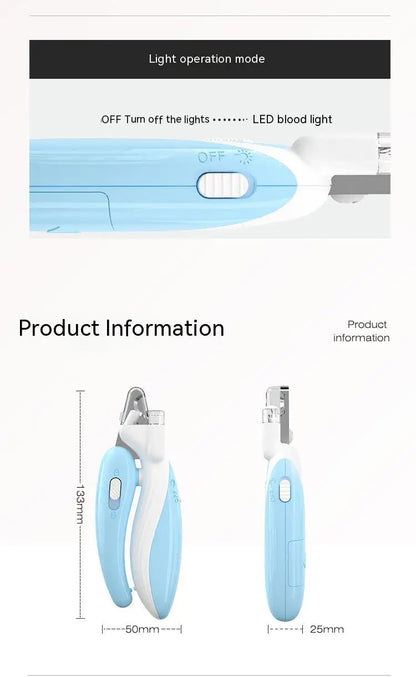 Pet nail clippers with LED light