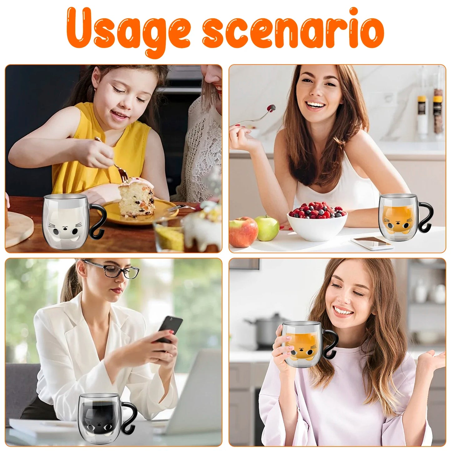 Cute Cat Mugs Double Vacuum