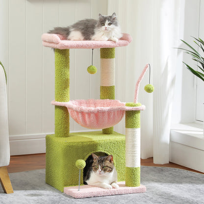 Cactus Cat Tree with Large Condo, Scratching Post, Deep Hammock, and Cozy Top Perch