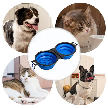 Foldable Double Dog Bowl Travel