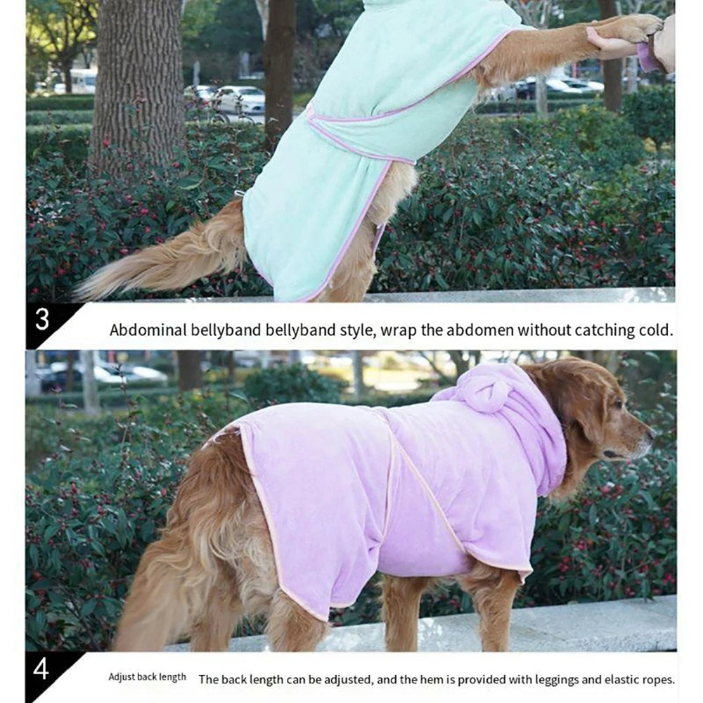 Cute Dog Bathrobe Pet Drying Coat Clothes Microfiber Absorbe