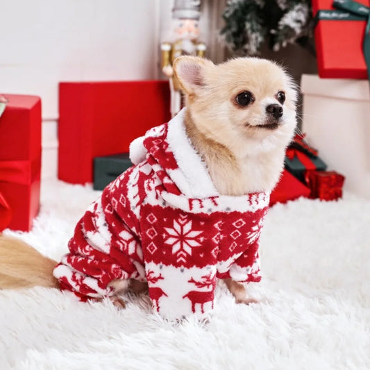 Dog Christmas Jumpsuits Winter Soft