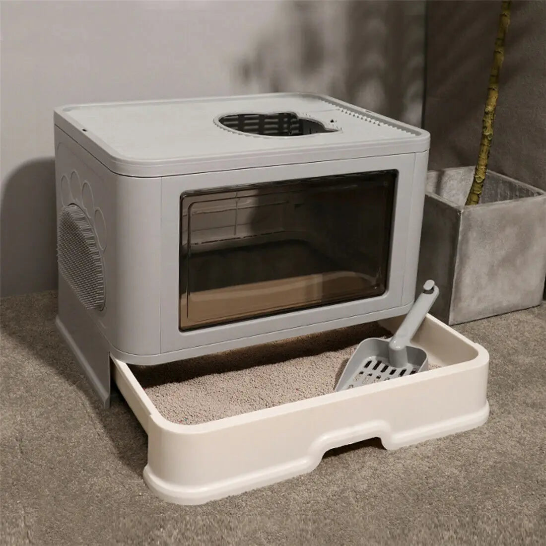 Foldable Cat Litter Box - Front Entry & Top Exit