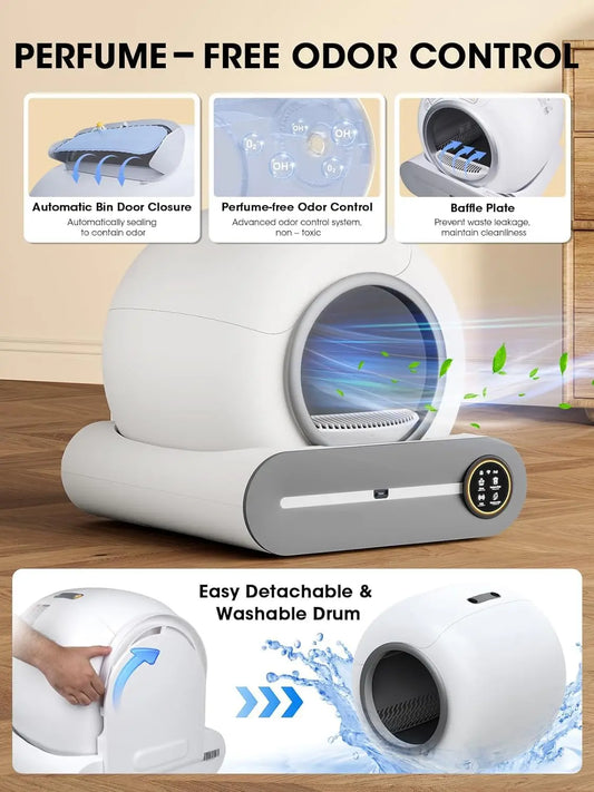Tonepie 65L Automatic Smart Cat Litter Box Self Cleaning - Fully Enclosed