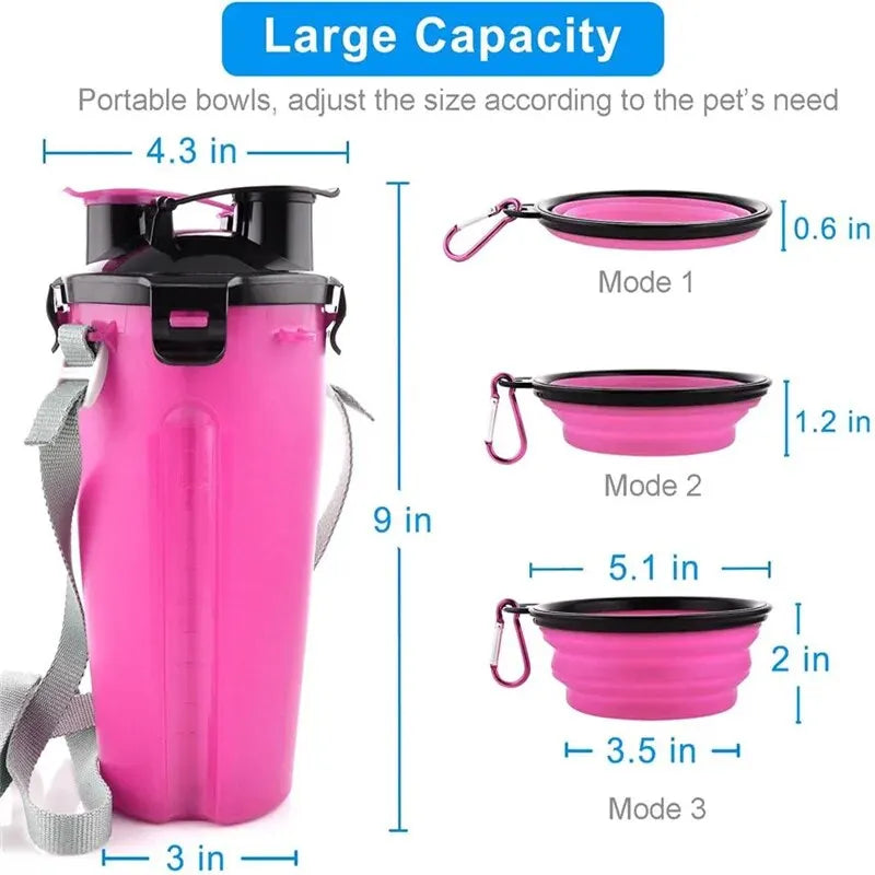 Portable 2 in 1 Pet Water Bottle with Folding Bowl