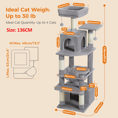 Large Cat Tree with Sisal-Covered Scratching Posts