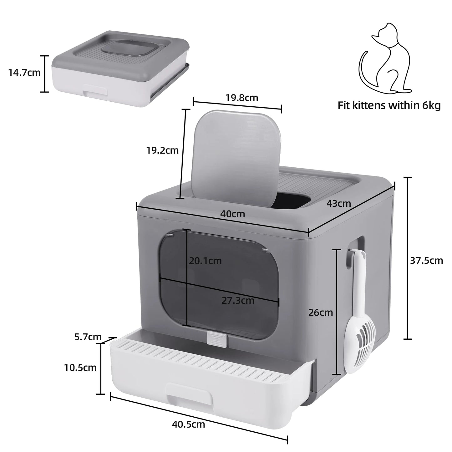 Cat Litter Box with Scoop and Sifting Tray