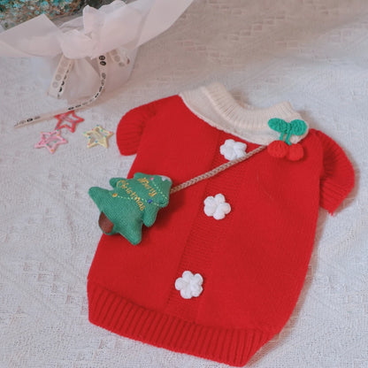 Pet Christmas Sweater Princess Skirt